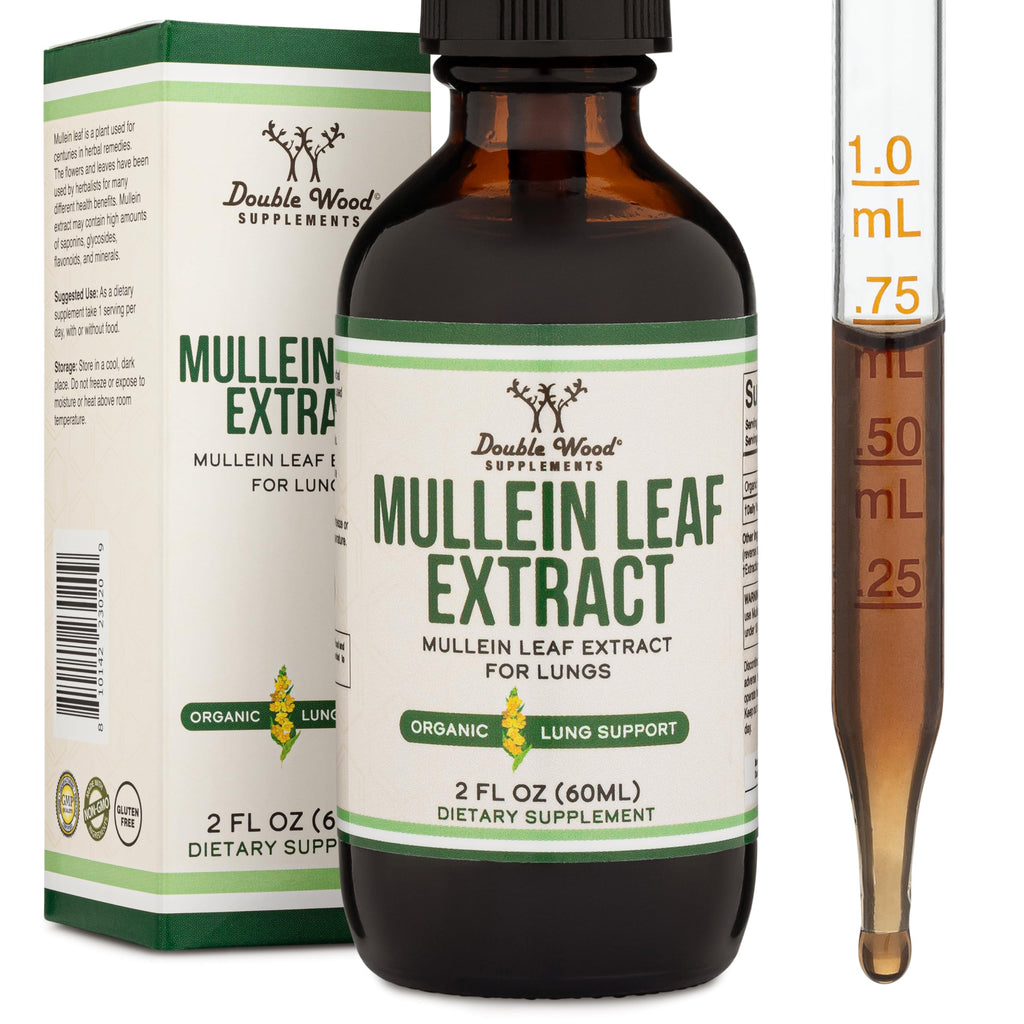 Premium imported Organic Mullein Leaf Drops from Curat Cart, supporting lung health in a convenient extract form.