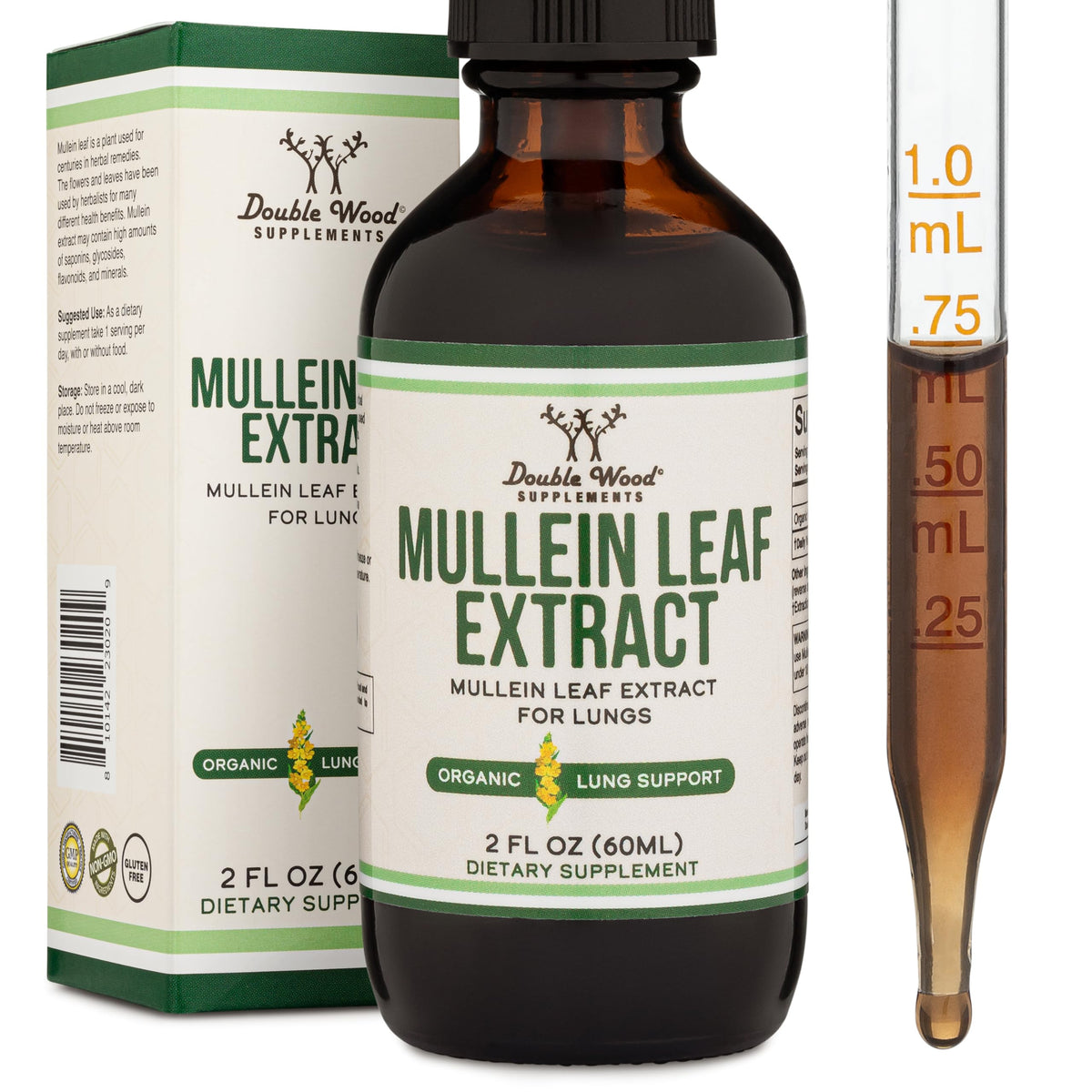 Premium imported Organic Mullein Leaf Drops from Curat Cart, supporting lung health in a convenient extract form.