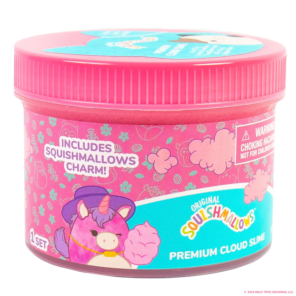 Available now: Original Squishmallows Premium Cloud Slime with charm. Order online for fun, sensory play!