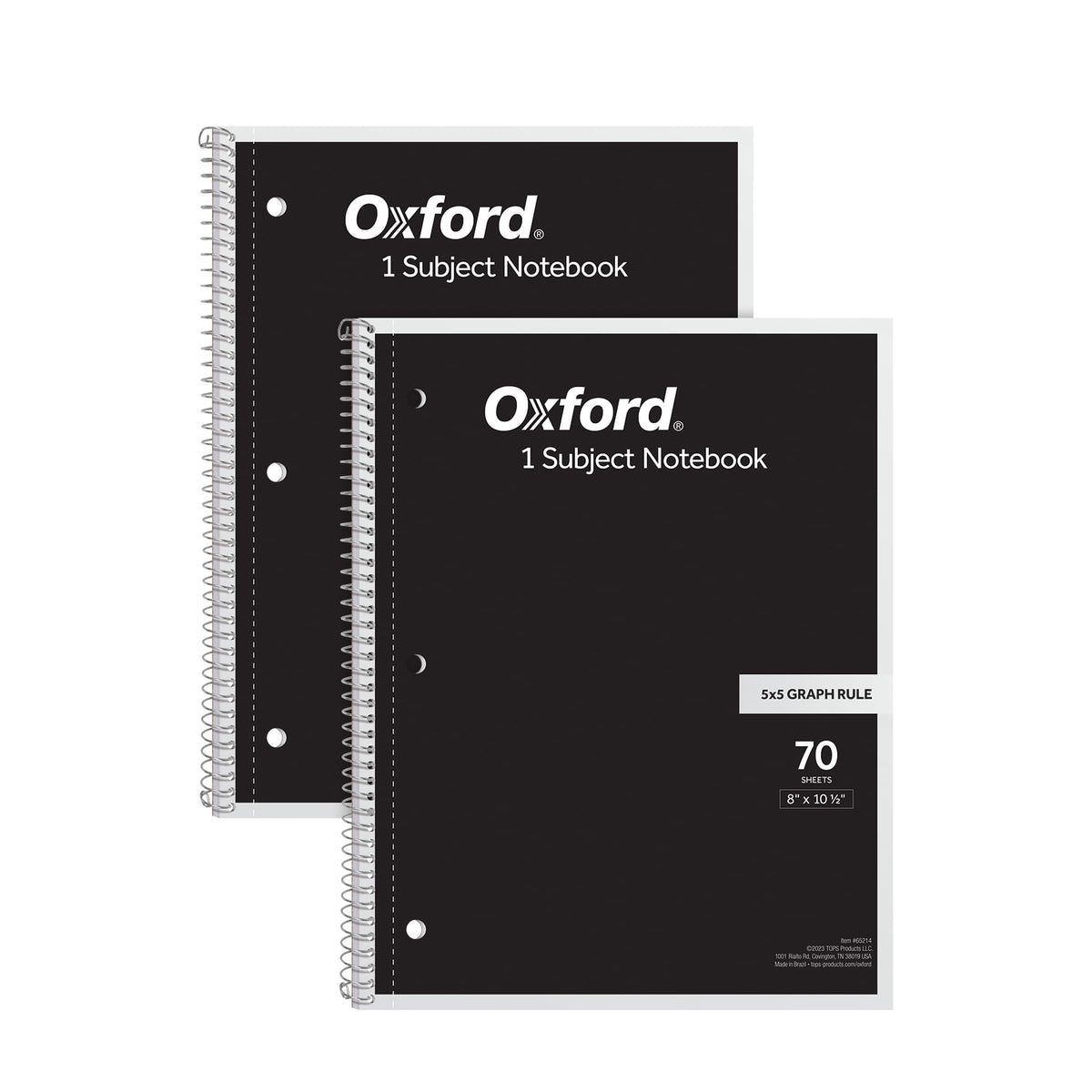 Premium imported Oxford Spiral Notebook 2 Pack featuring 70 sheets of 5x5 graph rule, available at Curat Cart.