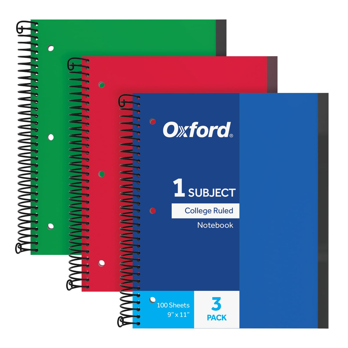 Explore the premium imported Oxford Spiral Notebook 3 Pack, featuring vibrant colors and 100 college-ruled sheets each. Shop at Curat Cart.