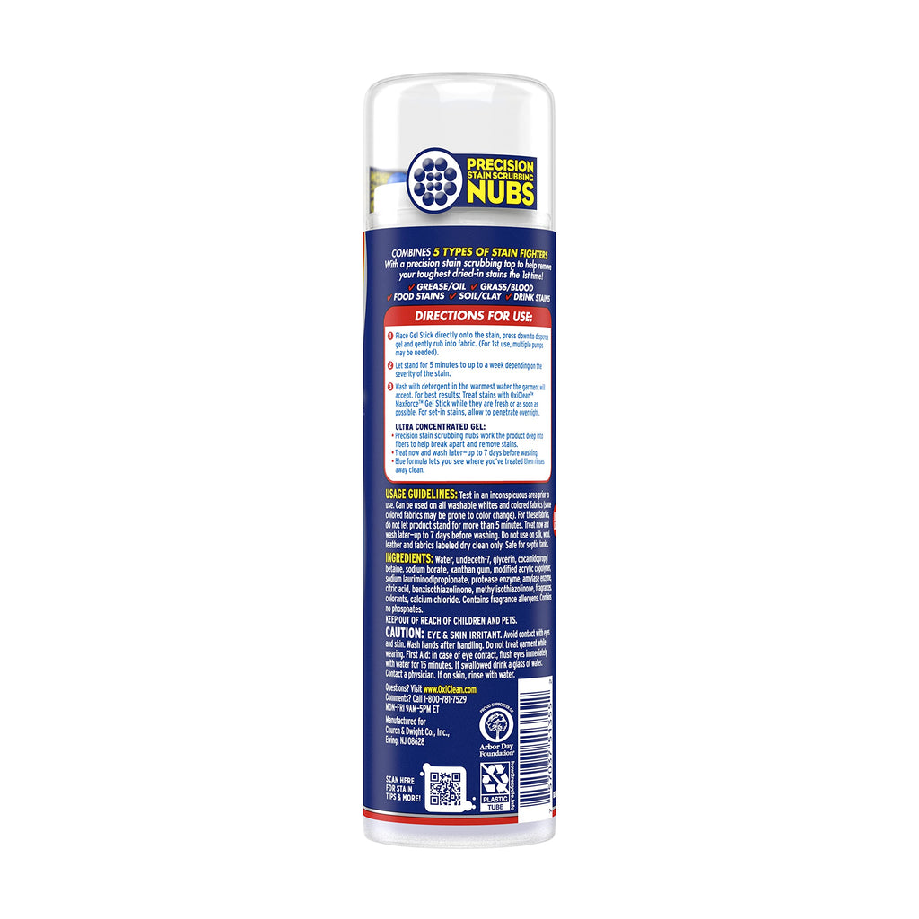 OxiClean Gel Sticks in official packaging, showcasing stain-fighting nubs and usage directions. Available at Curat Cart.