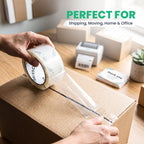 Durable carton sealing packing tape being applied, ideal for shipping and moving. Available at Curat Cart.