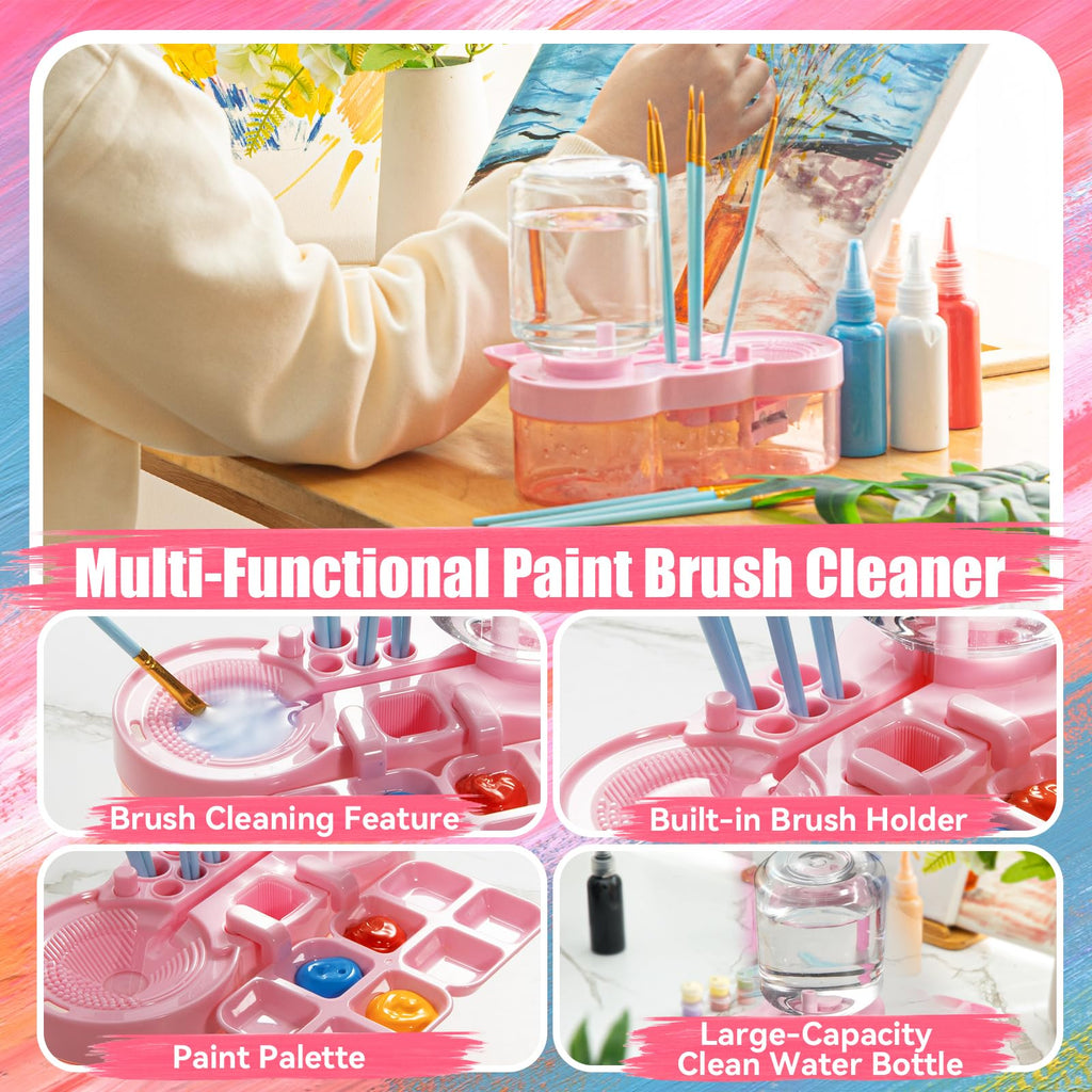 Multi-functional Paint Brush Cleaner Tool with built-in brush holder and large-capacity water bottle, 100% Authentic at Curat Cart, available in India.