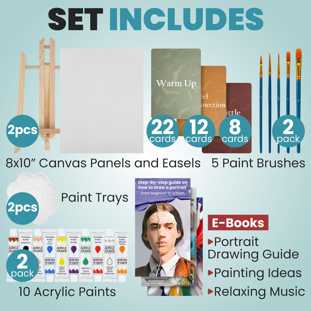 Exclusive Painting Game Kit for Couples by Curat Cart includes canvas panels, brushes, and e-books for a romantic creative experience.