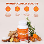 Paleovalley Turmeric Complex in official packaging, promoting joint flexibility, cognitive health, and antioxidant support. Available at Curat Cart.