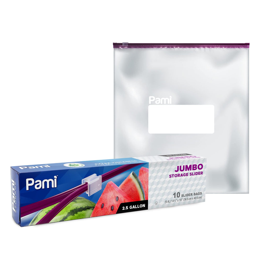 PAMI Jumbo Slider Storage Bags, premium imported quality, perfect for organizing and storing food. Available at Curat Cart.