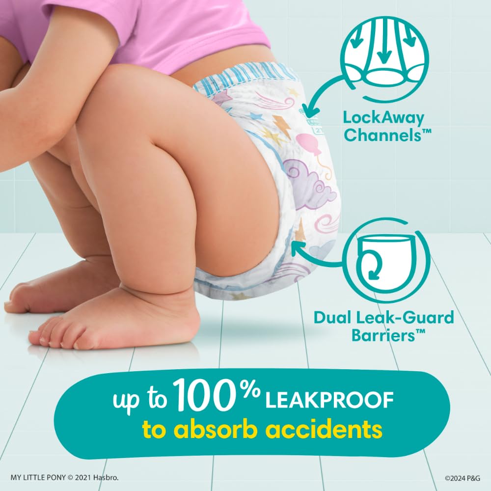 Premium imported Pampers Training Pants Easy Ups with LockAway Channels for 100% leakproof protection.