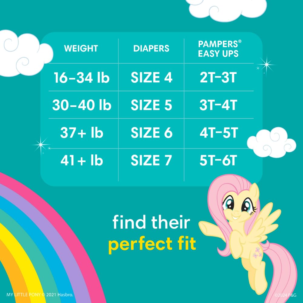 Pampers Training Pants Easy Ups size chart with weight recommendations. Verified by CuratCart for quality assurance.
