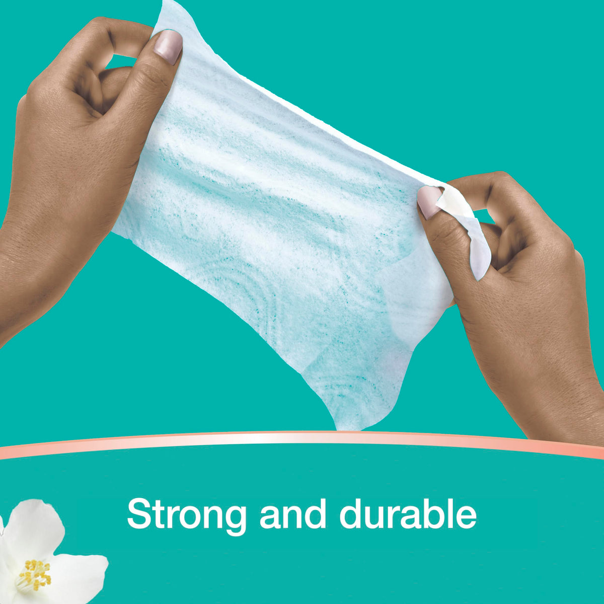 Pampers Wipes Clean & Calm showcased in official packaging, highlighting strong and durable material for effective cleaning. Available at Curat Cart.
