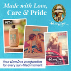 Panama Jack Sunscreen Lip Balm SPF 45 packaging with vintage ads highlighting 50 years of sun protection and care.