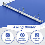 PANDRI 1-inch 3 Ring Binder with high-quality finish, holds up to 200 sheets, available at Curat Cart.