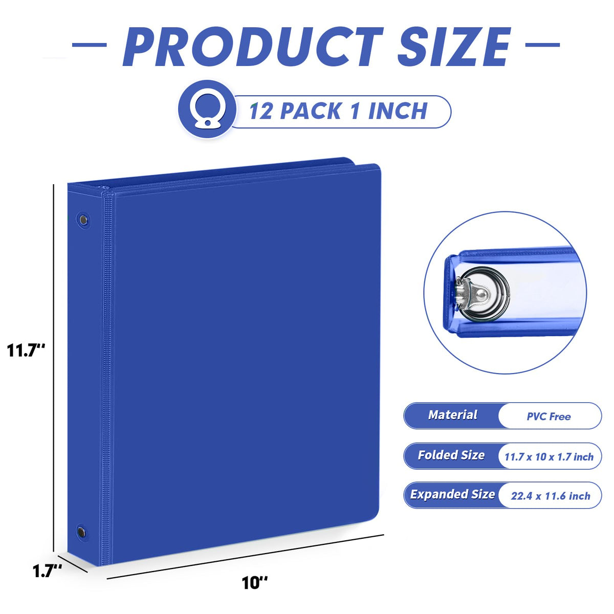 PANDRI 1-inch 3 Ring Binders in blue, 100% Authentic and available at Curat Cart, perfect for organized storage in India.