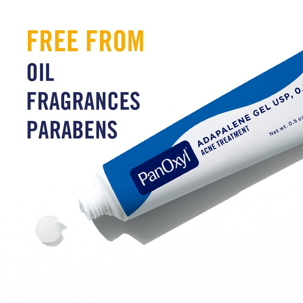 PanOxyl Adapalene Leave-On Gel, free from oil, fragrances, and parabens. Verified by CuratCart for quality assurance.