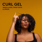 PATTERN Beauty Curl Gel by Tracee Ellis Ross for wash & go, twist outs, and updos. Original packaging on vibrant background.