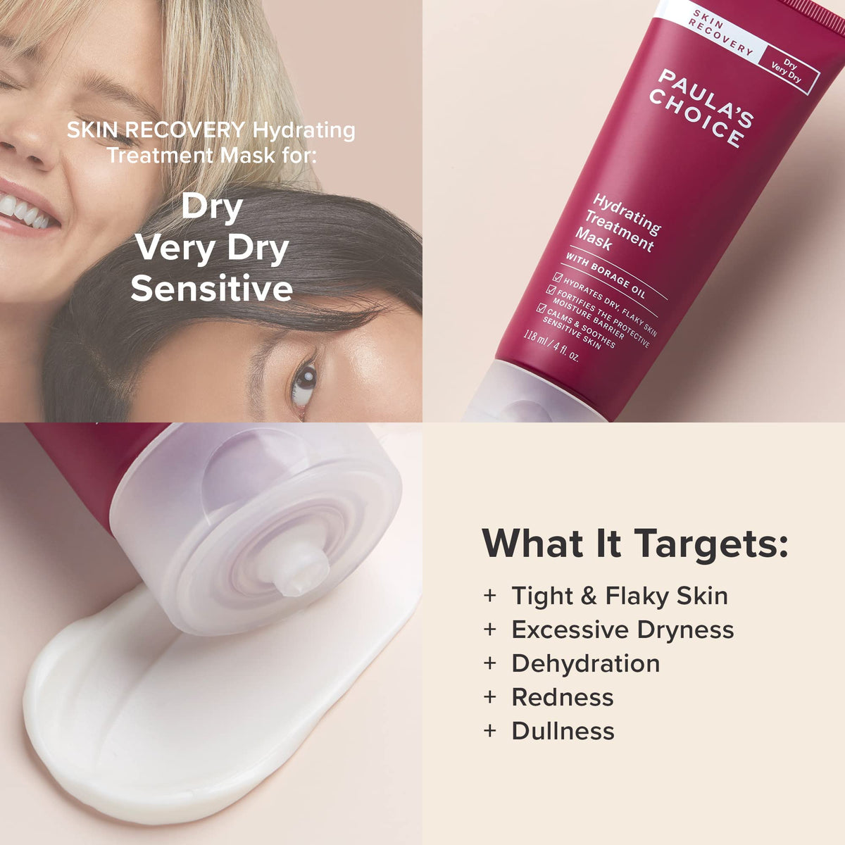 Paula's Choice Skin Recovery Mask, ideal for dry, sensitive skin. Trusted by CuratCart for effective hydration and recovery.
