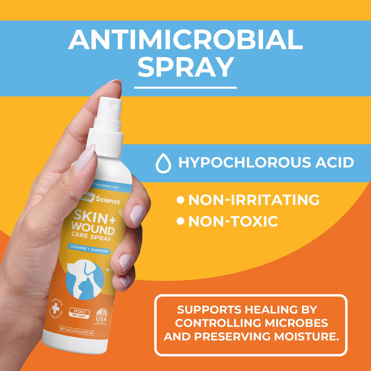 Paw Science Skin & Wound Care Spray, 100% Authentic at Curat Cart, supports healing while being non-toxic and non-irritating.