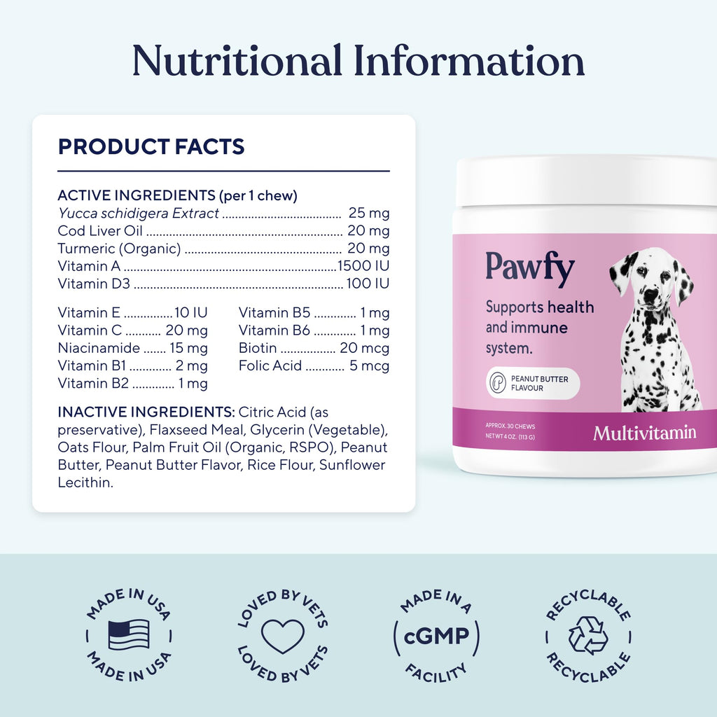 Pawfy Dog Multivitamin Chews, specially curated by Curat Cart, support health and immunity for dogs. Made in India.