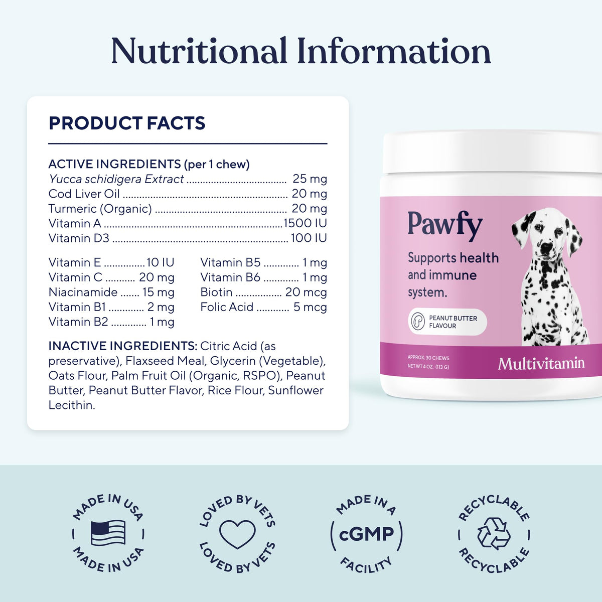 Pawfy Dog Multivitamin Chews, specially curated by Curat Cart, support health and immunity for dogs. Made in India.