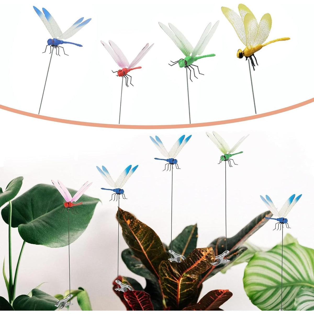 Premium imported PCTC 8 Pcs Dragonfly Clips showcase vibrant designs, perfect for enhancing decor. Available at Curat Cart.