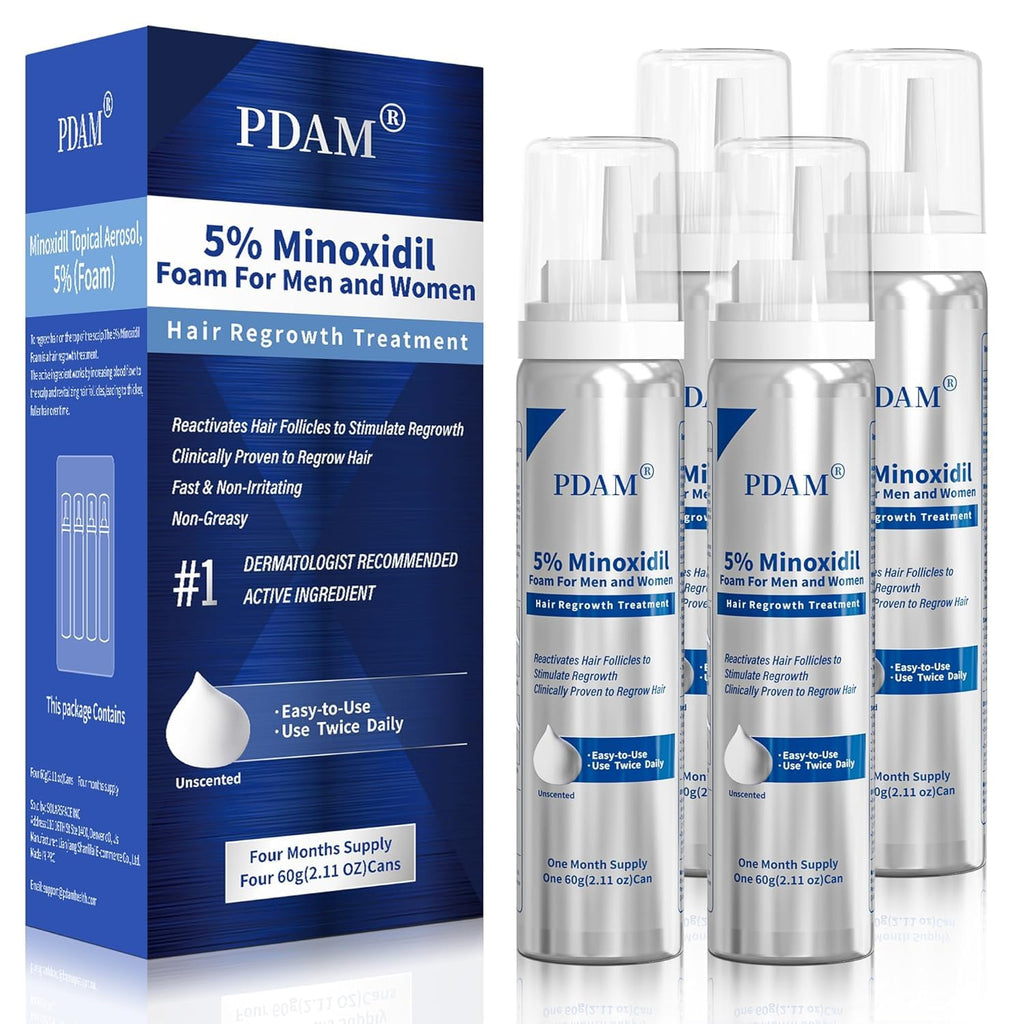 PDAM Minoxidil Foam for hair regrowth, premium import for men and women. Buy at Curat Cart for effective results.