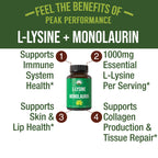 Peak Performance L Lysine supplement offers 1000mg essential L-Lysine per serving for immune support. 100% Authentic, available at Curat Cart.