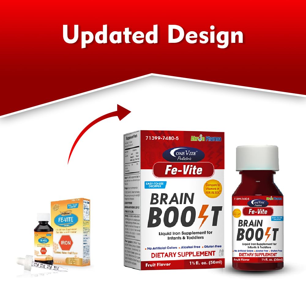 Pediatric FE-Vite Drops Liquid Iron, specially curated by Curat Cart, promotes healthy growth in children. Exclusive dietary supplement.