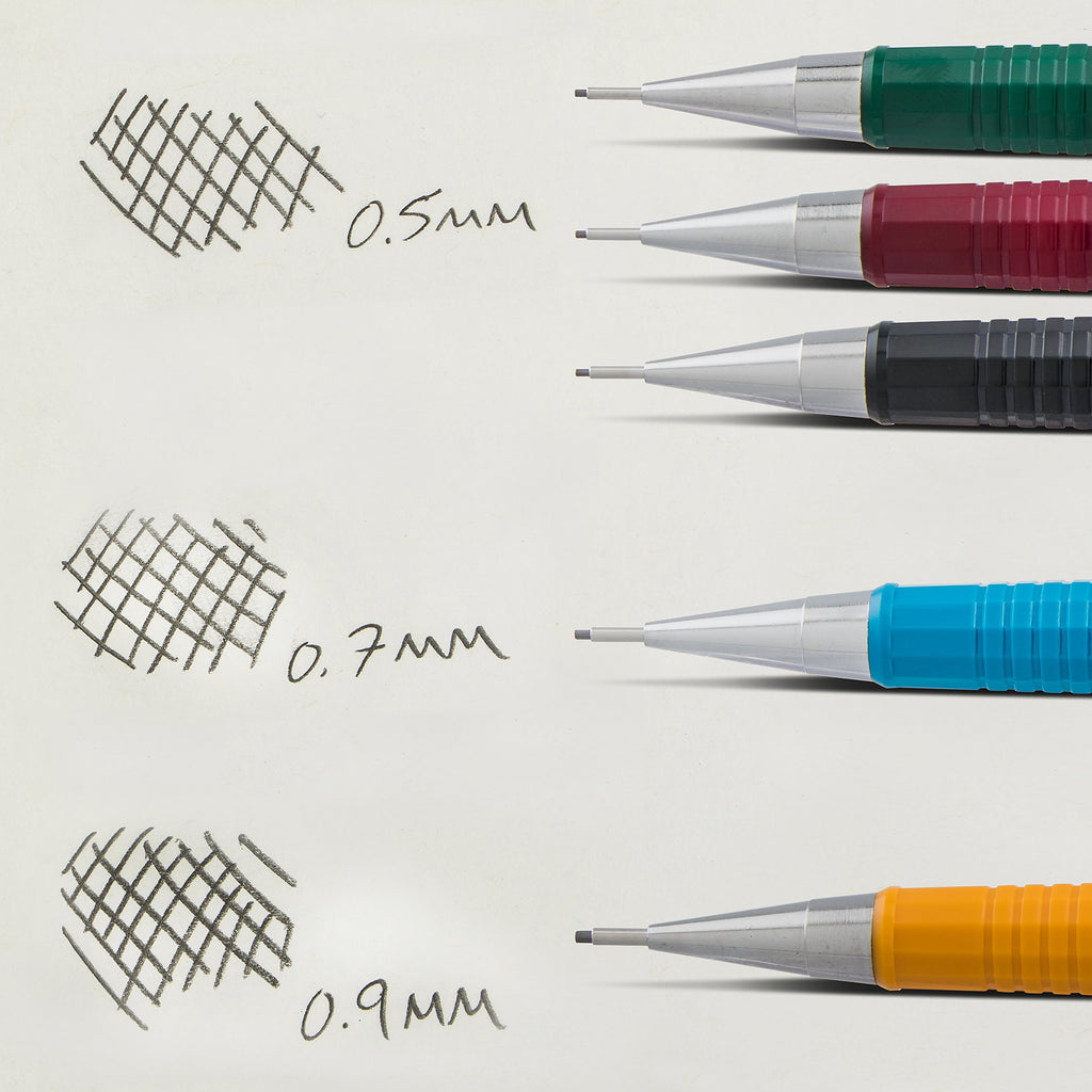 Explore the Pentel Sharp Mechanical Pencil with 0.5mm, 0.7mm, and 0.9mm lead options, specially curated by Curat Cart.