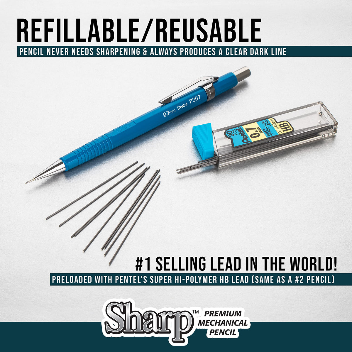 Pentel Sharp Mechanical Pencil offers refillable convenience with premium HB lead, perfect for daily use. Available at Curat Cart.