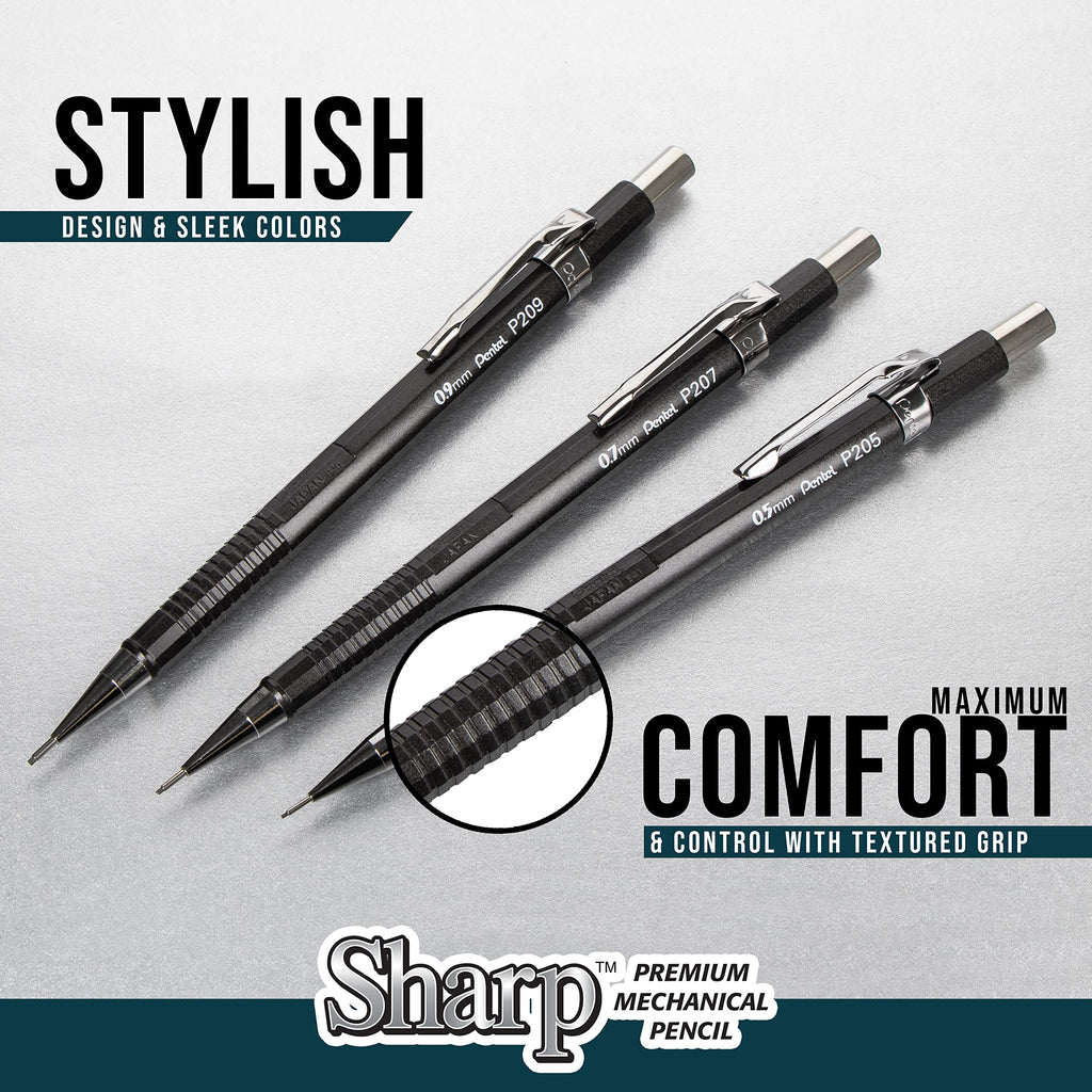 Pentel Sharp Mechanical Pencil set offers maximum comfort with textured grip. 100% Authentic and available at Curat Cart in India.