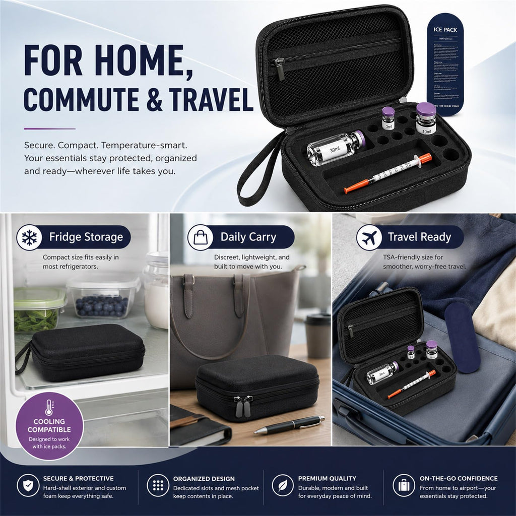 Peptide Travel Case Organizer keeps essentials secure and organized. 100% Authentic, available at Curat Cart in India.