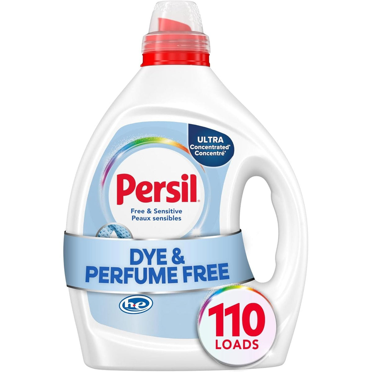 Authentic Persil Free & Sensitive Laundry Detergent, dye and perfume-free, 110 loads, ultra-concentrated formula.