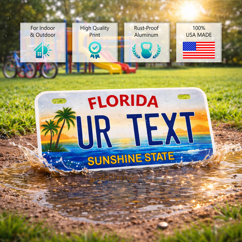 Personalized Mini License Plate for Kids, 100% Authentic, made from rust-proof aluminum, available at Curat Cart in India.