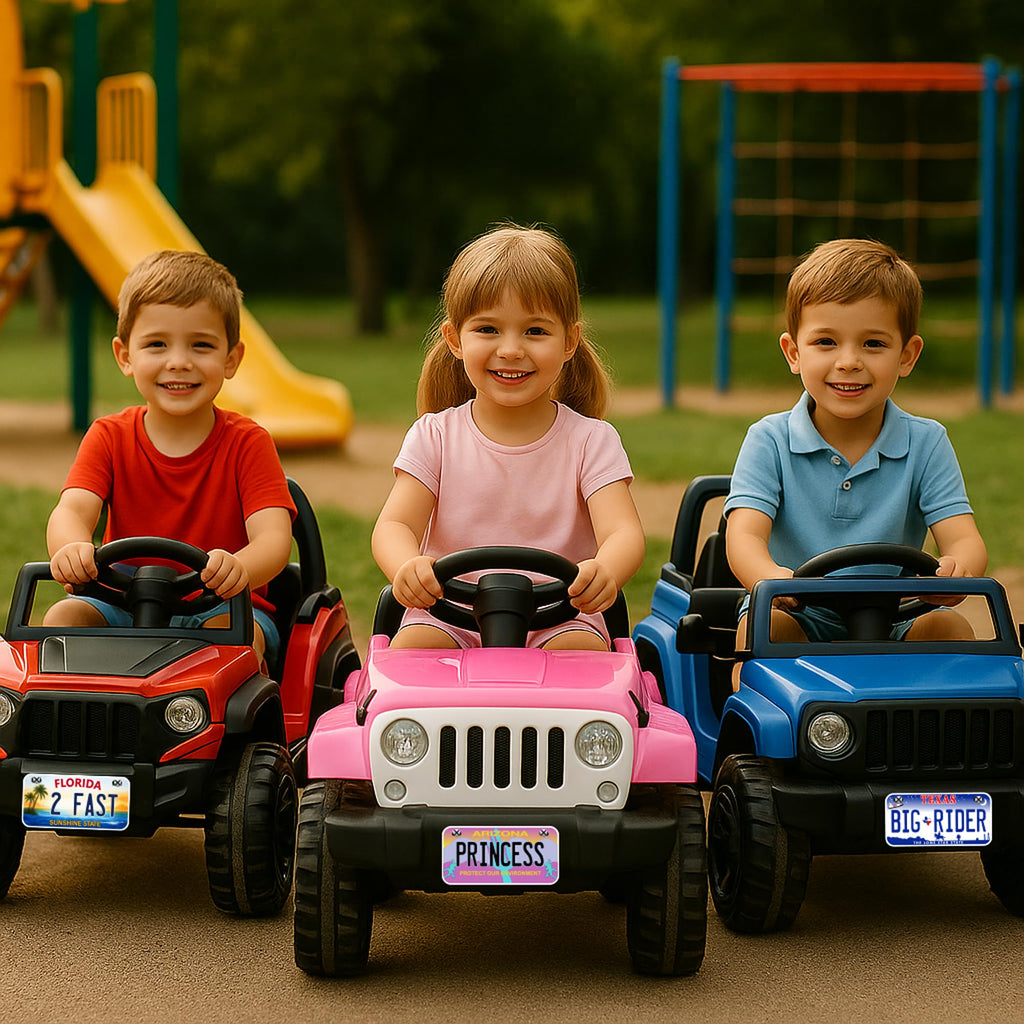 Personalized Mini License Plate for Kids, specially curated by Curat Cart, adds fun to playtime adventures. Perfect for young drivers.