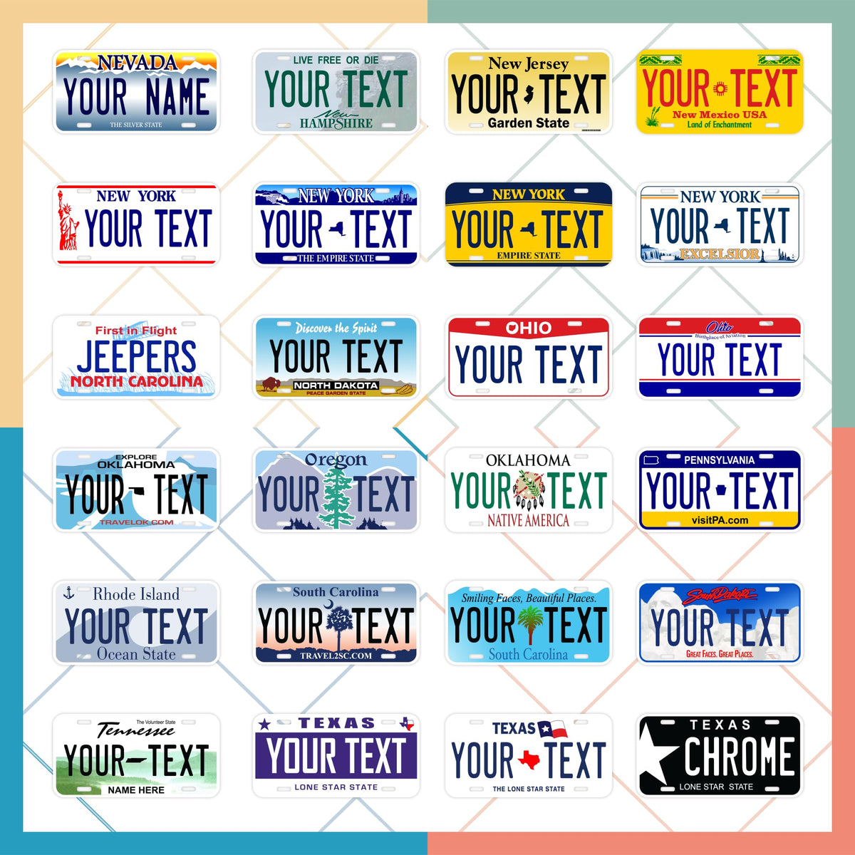 Personalized Mini License Plate for Kids showcasing vibrant designs and high-quality finish, available at Curat Cart.