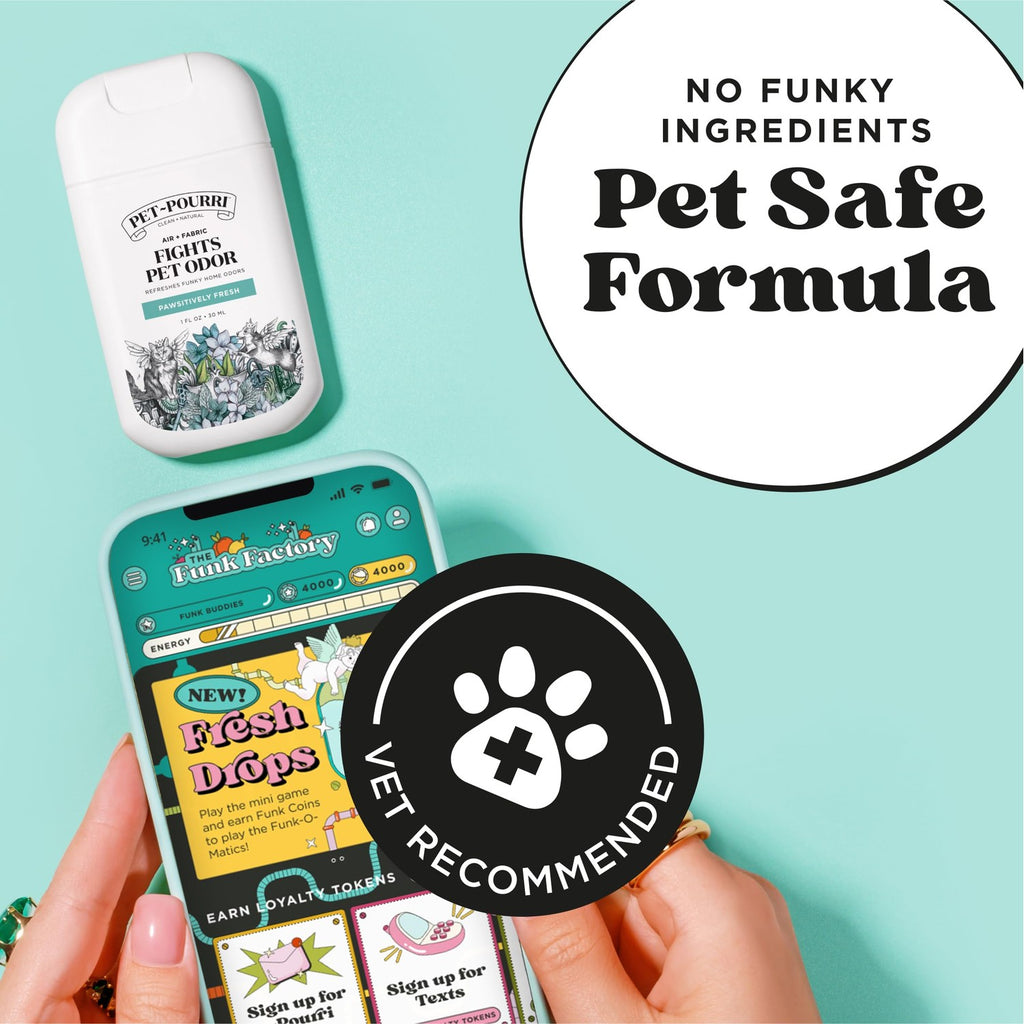 Pet-Pourri Deodorizer Spray, a vet-recommended formula, fights pet odors. Ideal for daily use. Available at Curat Cart.