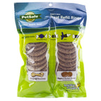 Premium imported PetSafe Busy Buddy Treat Rings in peanut butter and original rawhide flavors, available at Curat Cart.