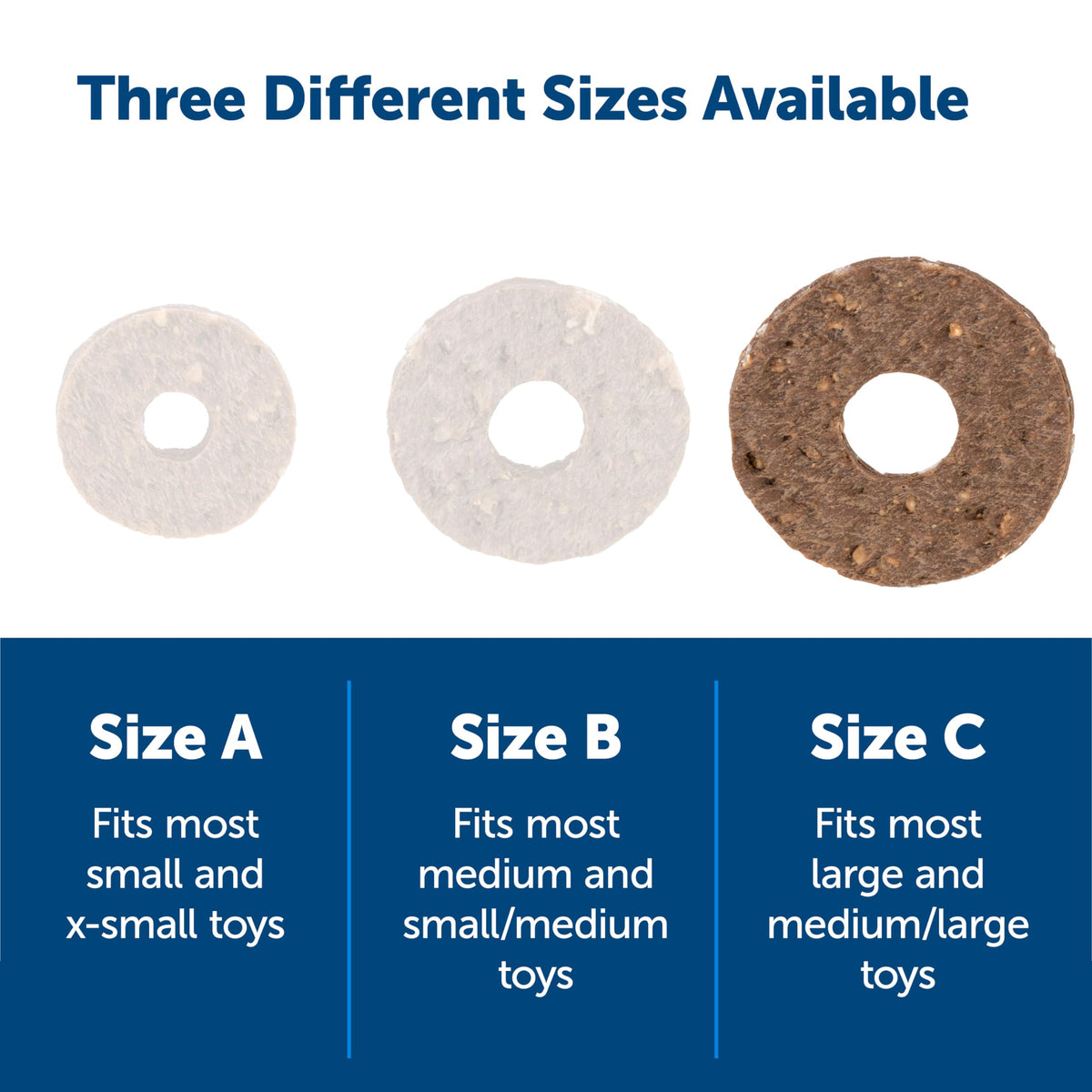Explore PetSafe Busy Buddy Treat Rings in three sizes, premium imported dog treats for every toy type. Available at Curat Cart.