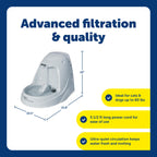 PetSafe Drinkwell Platinum Fountain offers advanced filtration and quality for pets, ensuring fresh water. Available at Curat Cart.
