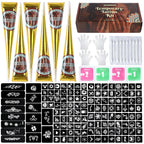 Discover the PFARRER Henna Tattoo Kit, a premium import from Curat Cart, with vibrant designs, easy application tools, and a variety of stencils.