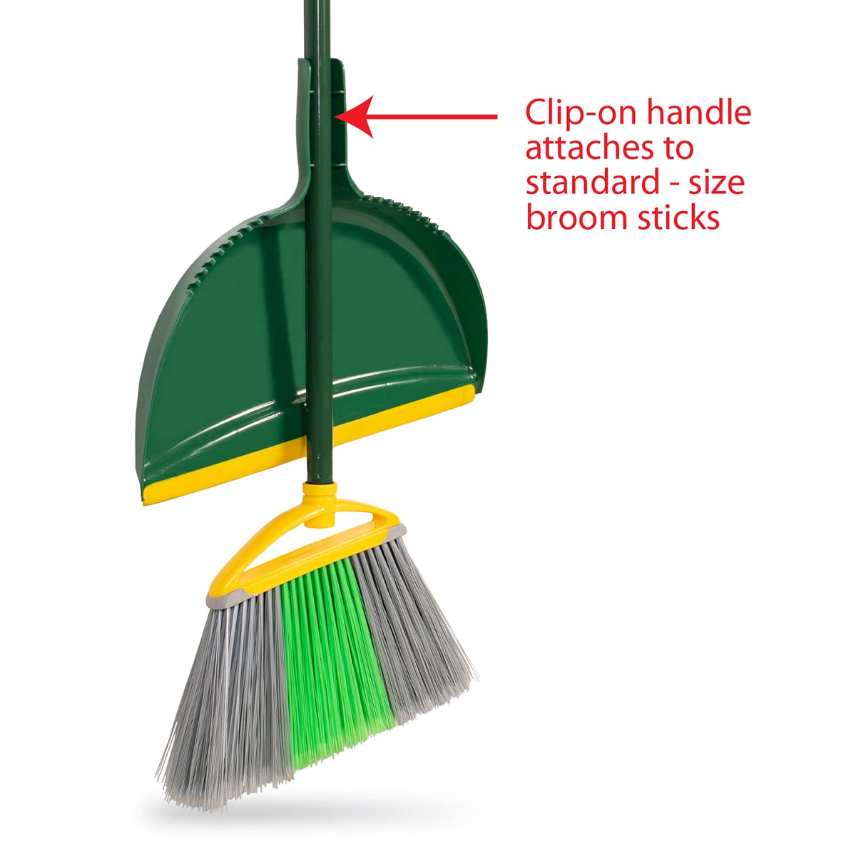 Pine-Sol Heavy Duty Dustpan features a clip-on handle for standard broom sticks, perfect for efficient cleaning. Available at Curat Cart.