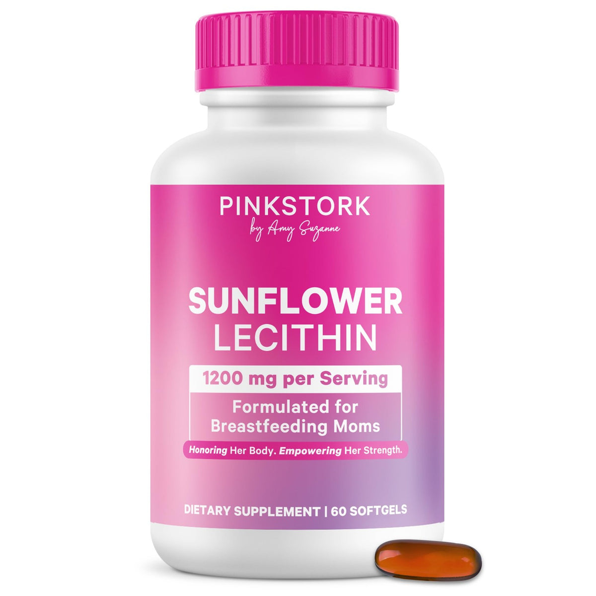 Premium imported Pink Stork Sunflower Lecithin Supplement, 1200 mg for breastfeeding moms, available at Curat Cart.