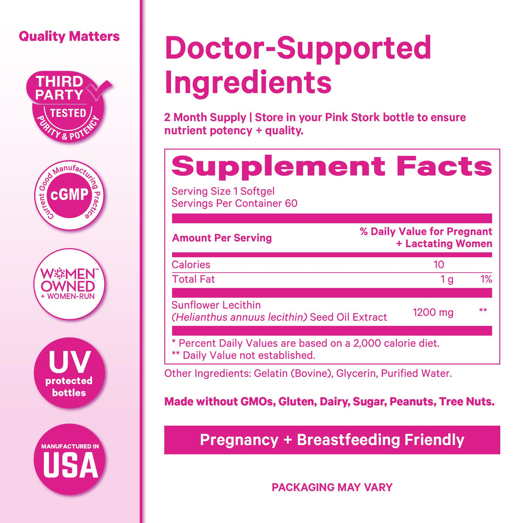Sunflower Lecithin Supplement by Pink Stork, ideal for daily health support. Available at Curat Cart for your wellness routine.