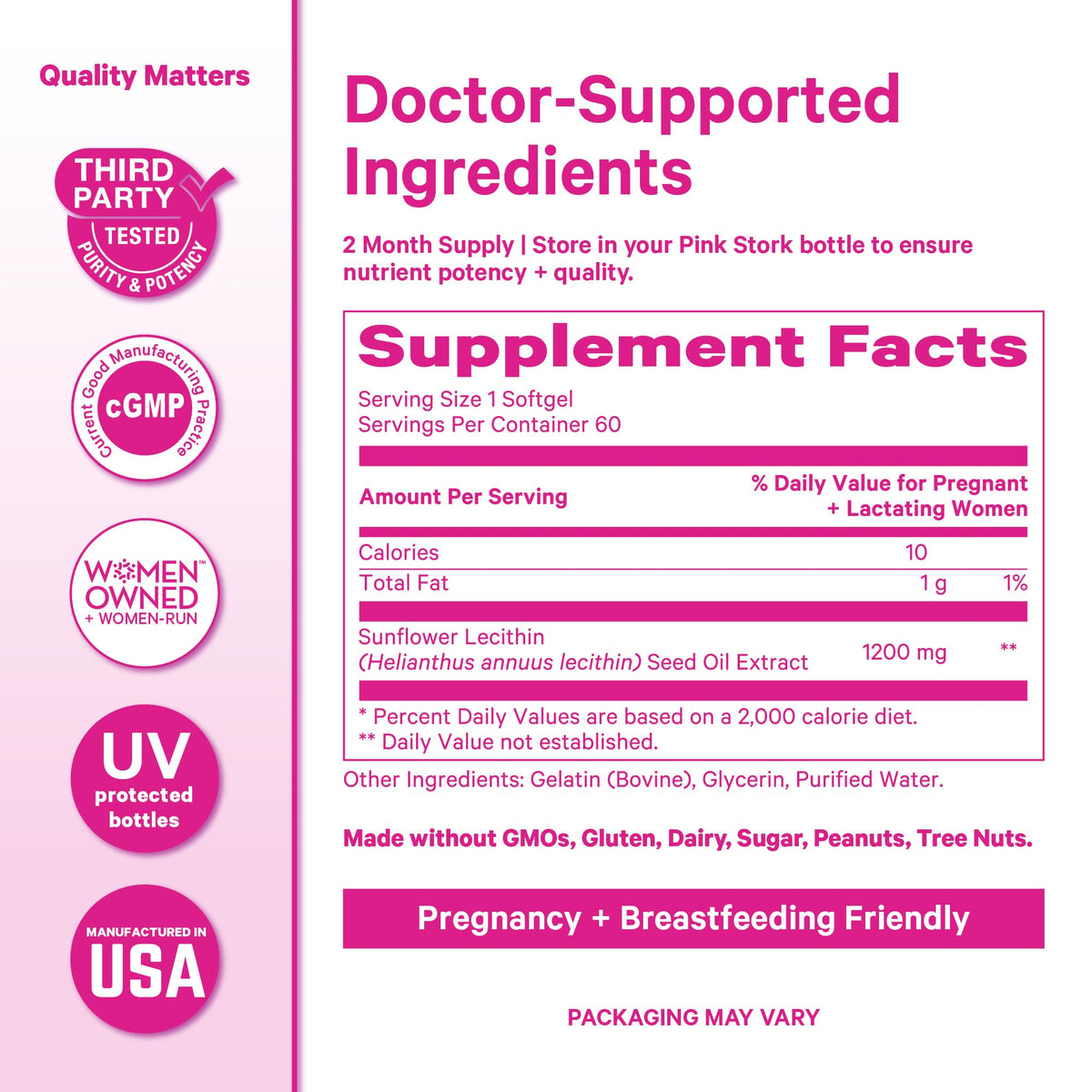 Sunflower Lecithin Supplement by Pink Stork, ideal for daily health support. Available at Curat Cart for your wellness routine.