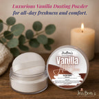 Experience all-day freshness with this luxurious Vanilla Dusting Powder, perfect for comfort and an irresistible scent.