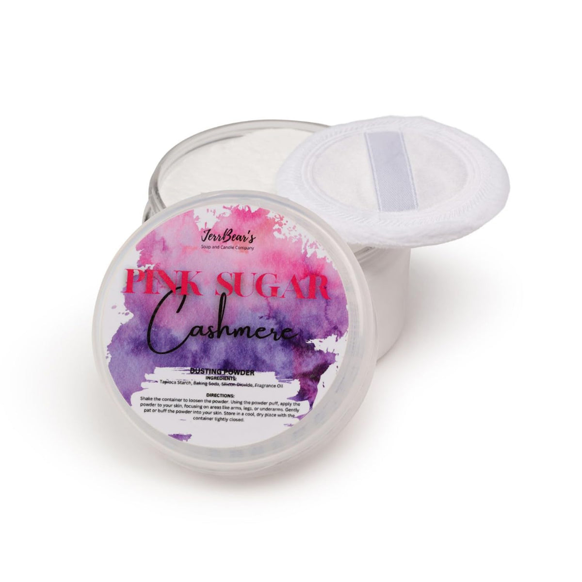 Authentic Pink Sugar Cashmere Dusting Powder in a stylish container with a soft puff, perfect for a luxurious feel.