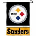 Premium imported Pittsburgh Steelers Garden Flag featuring iconic team colors and logo, available at Curat Cart.