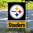 Pittsburgh Steelers Garden Flag showcasing vibrant colors and logo. 100% Authentic, available at Curat Cart in India.
