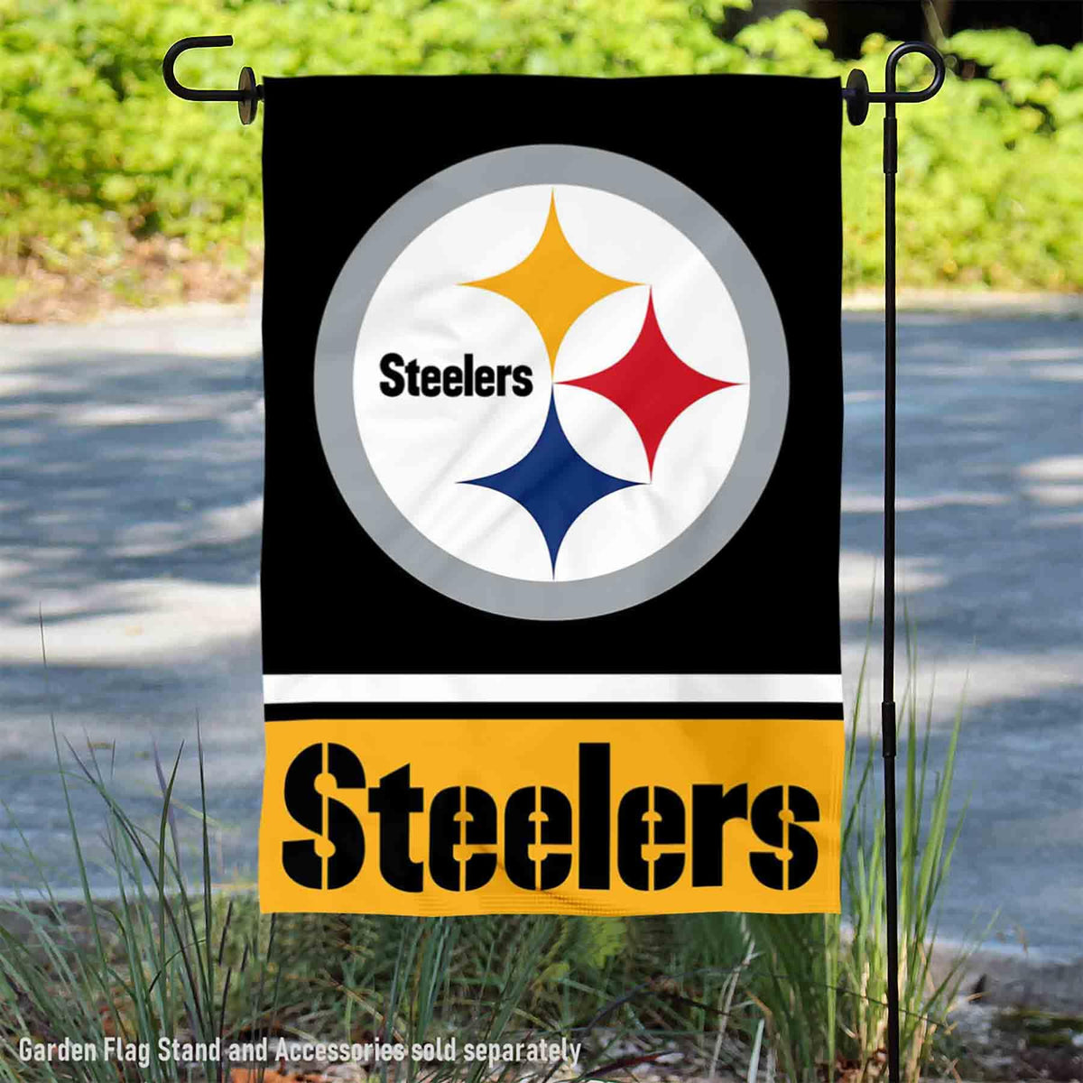 Pittsburgh Steelers Garden Flag showcasing vibrant colors and logo. 100% Authentic, available at Curat Cart in India.