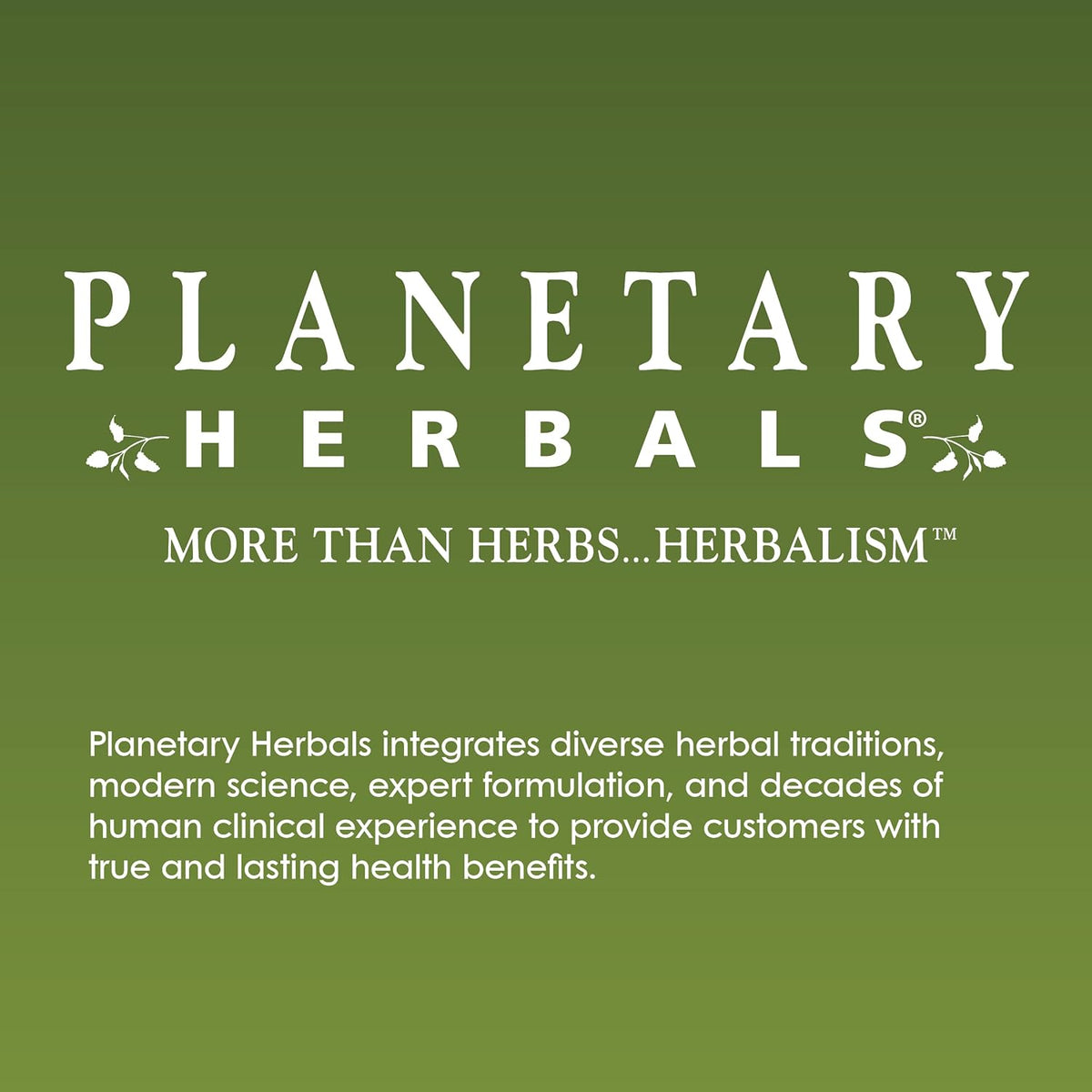 Official packaging of Planetary Herbals, highlighting herbal traditions and modern science for optimal health benefits.